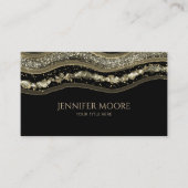 Elegante Black Gold Agate Border Custom Visitenkarte (Vorderseite)