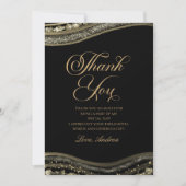 Elegante Black Gold Agate Geburtstagsparty Dankeskarte (Vorderseite)