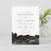 Elegante Black Gold Agate Geode Einladung zur Hoch (Stehend Vorderseite)