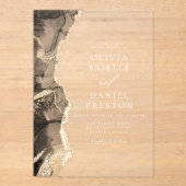 Elegante Black Gold Agate Hochzeit Eleganter Chic Acryleinladungen (Vorderseite)