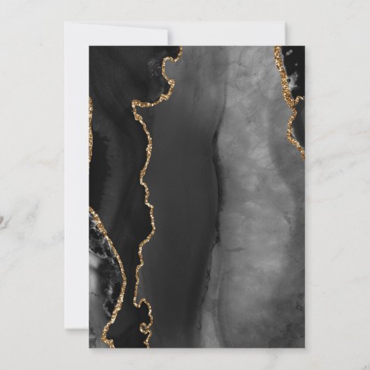 Elegante Black Gold Agate Marmor Save the Date (Rückseite)