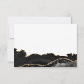 Elegante Black Gold Agate Wedding RSVP Card Karte (Rückseite)