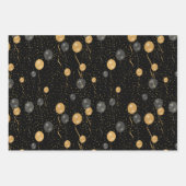 Elegante Black & Gold Ballons Geschenkpapier Set (Vorderseite)