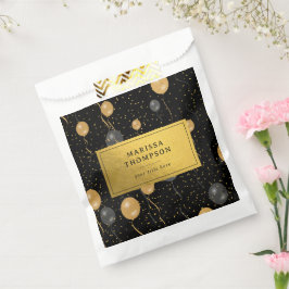 Elegante Black & Gold Ballons Geschenktütchen