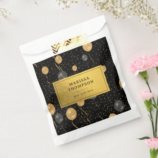 Elegante Black & Gold Ballons Geschenktütchen (Versiegelt)