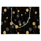 Elegante Black & Gold Ballons Große Geschenktüte (Vorderseite)