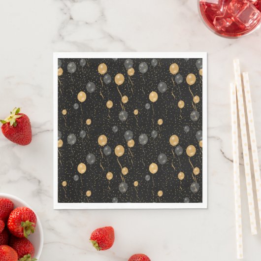 Elegante Black & Gold Ballons Serviette (Beispiel)
