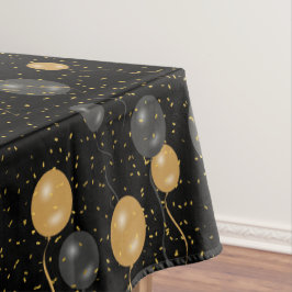 Elegante Black & Gold Ballons Tischdecke