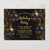 Elegante Black Gold Baubles Einladung Postkarte (Vorderseite)