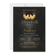Elegante Black & Gold Birds Blumenhochzeit