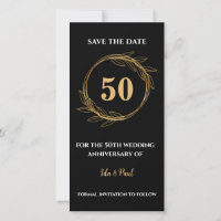 Elegante Black Gold Blätter 50. Hochzeitstag