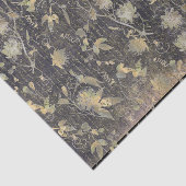 Elegante Black Gold Blume Handschriften Seidenpapier (Ausschnitt)