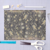 Elegante Black Gold Blume Handschriften Seidenpapier (Handwerk)