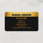 Elegante Black & Gold Brushed Metal Business Card Visitenkarte (Rückseite)
