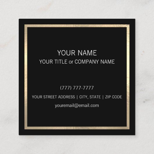 Elegante Black Gold Business Card | LOGO Telefonnummerkarte (Rückseite)
