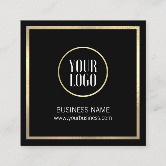 Elegante Black Gold Business Card | LOGO Telefonnummerkarte (Vorderseite)