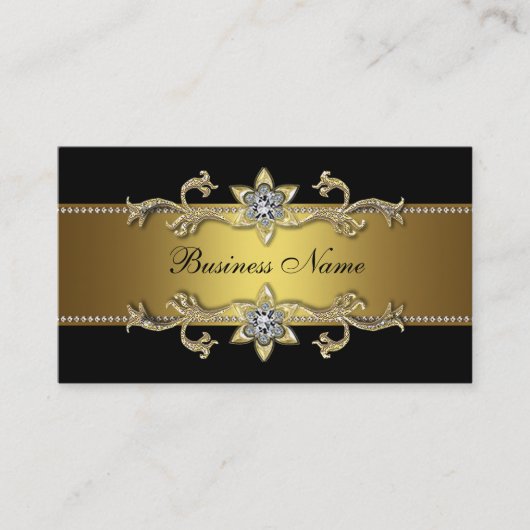 Elegante Black Gold Business Card Visitenkarte (Vorderseite)