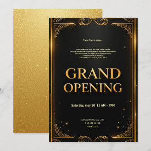 Elegante Black & Gold Business Grand Opening Einla Feiertagskarte