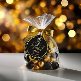 Elegante Black Gold Butterflies 100 Geburtstagspar Geschenkanhänger