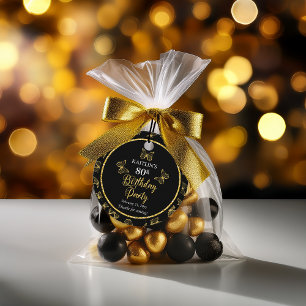 Elegante Black Gold Butterflies 80. Geburtstagspar Geschenkanhänger