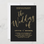 Elegante Black & Gold Calligrafy Wedding Einladung (Vorderseite)