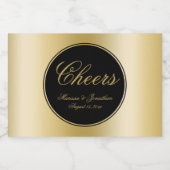 Elegante Black Gold Calligraphy Cheers Wedding Schaumweinetikett (Einzelnes Label)