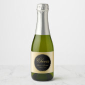 Elegante Black Gold Calligraphy Cheers Wedding Schaumweinetikett (Vorderseite)