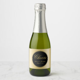 Elegante Black Gold Calligraphy Cheers Wedding Schaumweinetikett