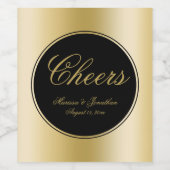 Elegante Black Gold Calligraphy Cheers Wedding Weinetikett (Einzelnes Label)