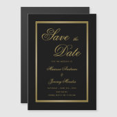 Elegante Black Gold Calligraphy Save the Date Magnetkarte (Vorne/Hinten)