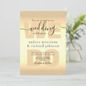 Elegante Black Gold Calligraphy Wedding Einladung (Stehend Vorderseite)