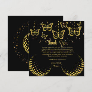 Elegante Black & Gold Card zum Hochzeitstag Dankeskarte