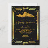 Elegante Black Gold Celestial Baby Shower Einladung (Vorderseite)