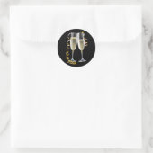 Elegante Black Gold Champagne Glass Stickers (Tasche)