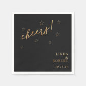 Elegante Black Gold Cheers Hochzeitsfeiern Serviette (Vorderseite)