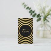Elegante Black Gold Circles Geometric Social Media Visitenkarte (Stehend Vorderseite)
