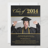 Elegante Black & Gold Class 2014 Abschluss Einladung (Vorderseite)