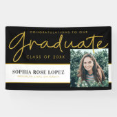 Elegante Black Gold Class 2021 Abschluss Foto Banner (Horizontal)