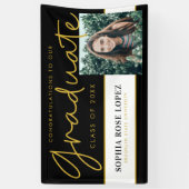 Elegante Black Gold Class 2021 Abschluss Foto Banner (Vertikal)