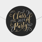 Elegante Black Gold Class 2025 Abschluss Runder Aufkleber