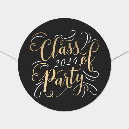 Elegante Black Gold Class 2025 Abschluss Runder Aufkleber