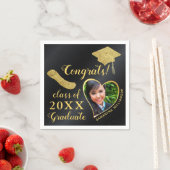 Elegante Black Gold Class 2025 Foto Abschluss Serviette (Beispiel)