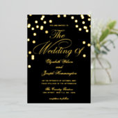 Elegante Black Gold Confetti Wedding Folieneinladung (Stehend vorne)