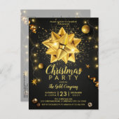 Elegante Black Gold Corporate Weihnachten Einladungspostkarte (Vorne/Hinten)