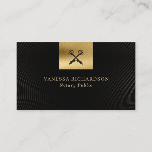 Elegante Black & Gold Cross Pen Notary QR Visitenkarte (Vorderseite)