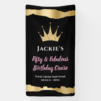 Elegante Black Gold Cruise Door 50. Geburtstag Banner