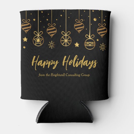 Elegante Black Gold Custom Business Holiday Party Dosenkühler (Vorderseite)