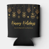 Elegante Black Gold Custom Business Holiday Party Dosenkühler (Rückseite)