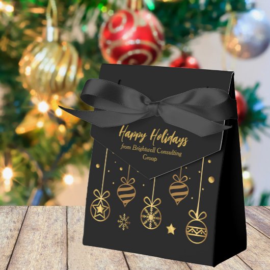 Elegante Black Gold Custom Business Holiday Party Geschenkschachtel