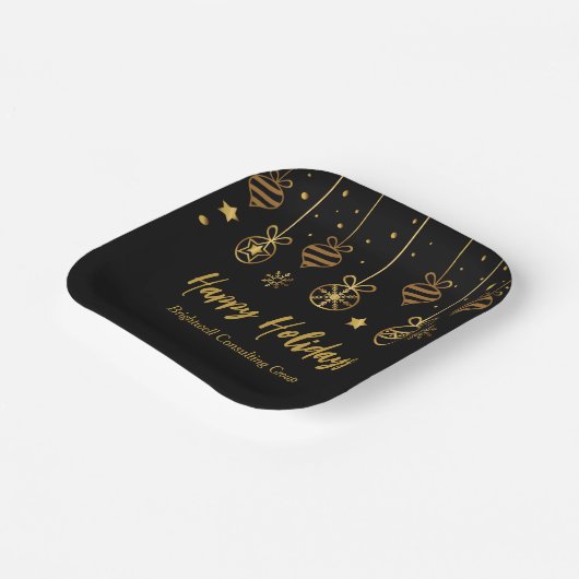 Elegante Black Gold Custom Business Holiday Party Pappteller (Gewinkelt)